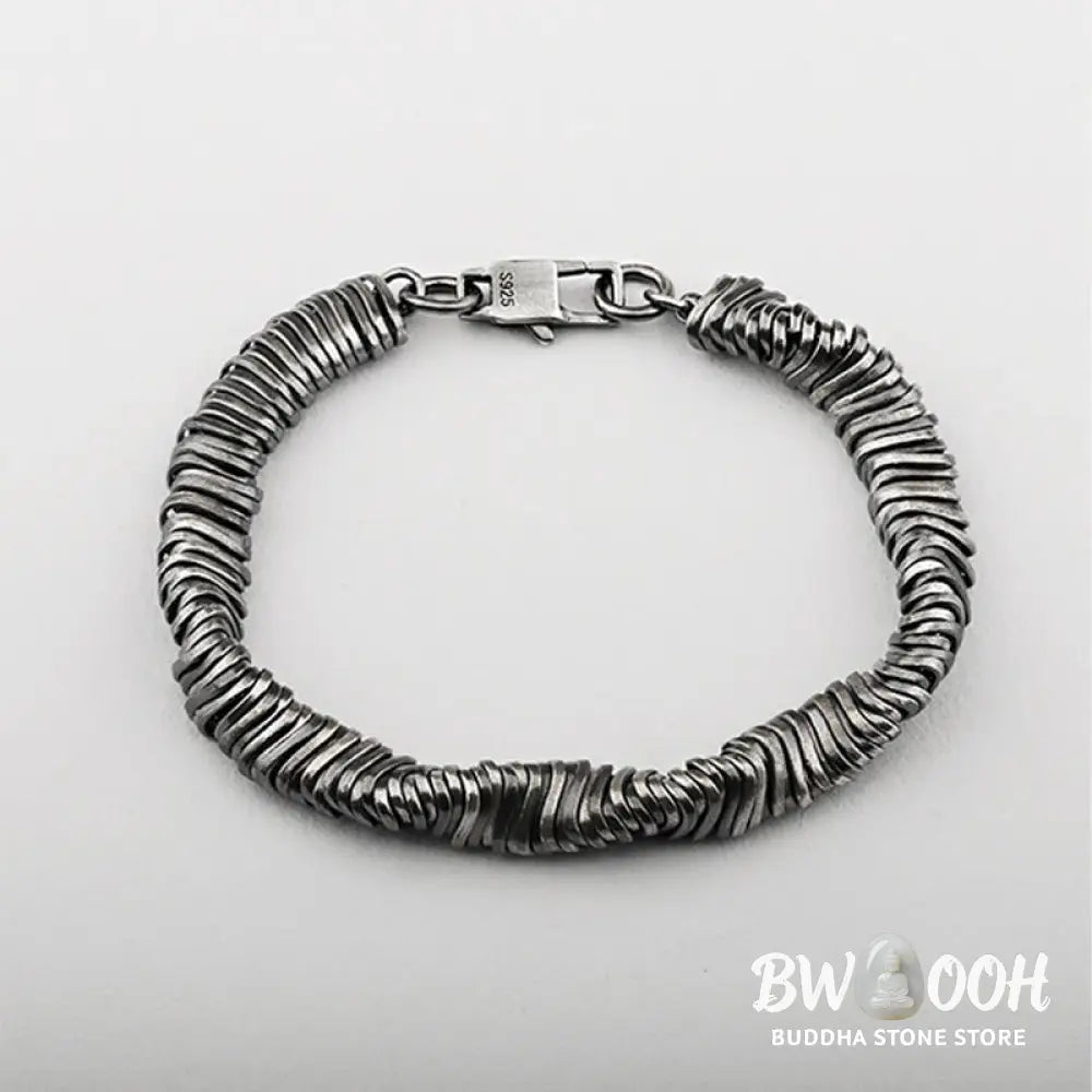 Buddha Stones 925 Sterling Silver Vintage Twisted Design Wealth Healing Chain Bracelet - Bracelet
