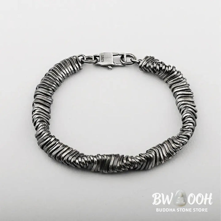 Buddha Stones 925 Sterling Silver Vintage Twisted Design Wealth Healing Chain Bracelet - Bracelet