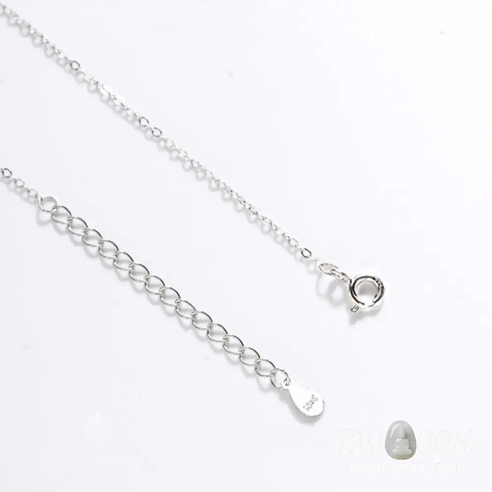 Buddha Stones 925 Sterling Silver White Agate Fu Character Happiness Luck Necklace Pendant - BWOOOH - Necklaces &amp;