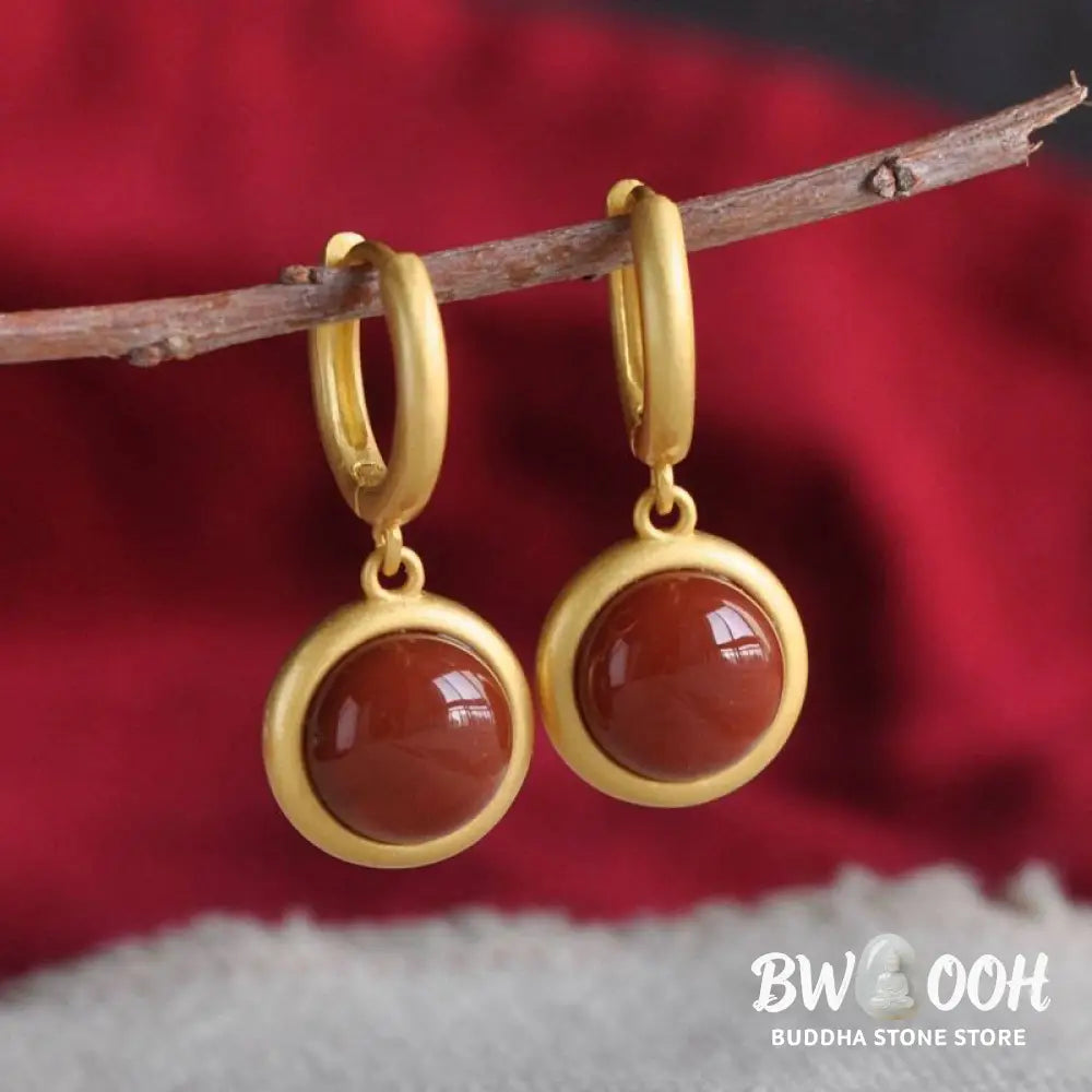 Buddha Stones 925 Sterling Silver White Jade Agate Prosperity Earrings - Earrings