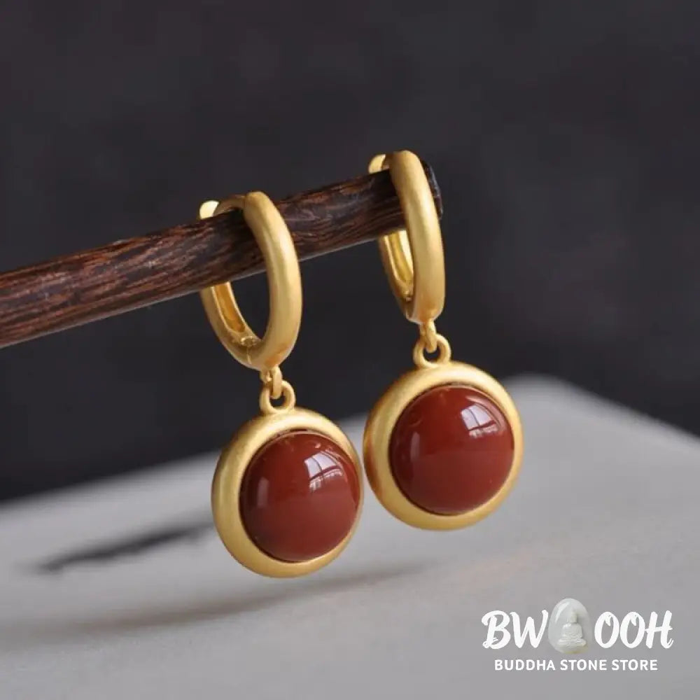 Buddha Stones 925 Sterling Silver White Jade Agate Prosperity Earrings - Earrings