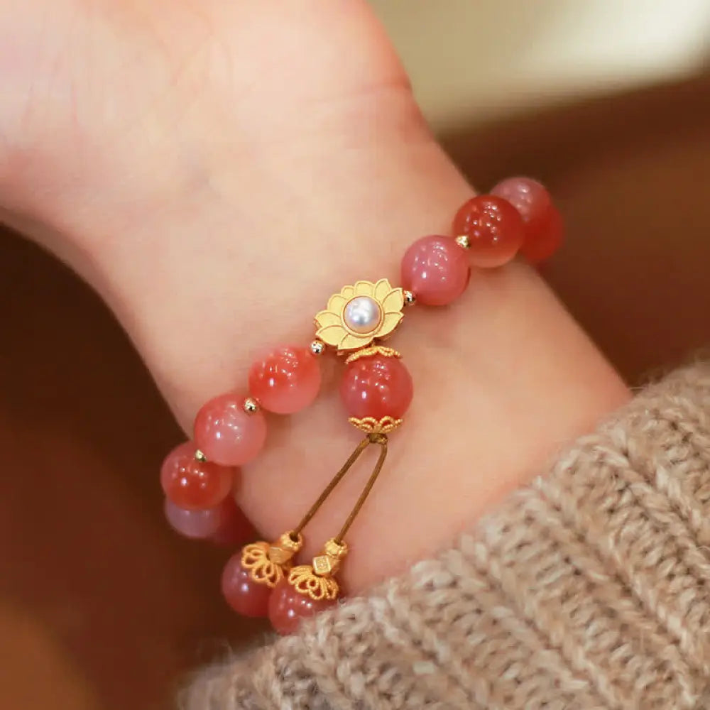 BWOOOH 925 Sterling Silver Yanyuan Agate Lotus Flower Enlightenment Bracelet - BWOOOH - Yanyuan Agate - Bracelet