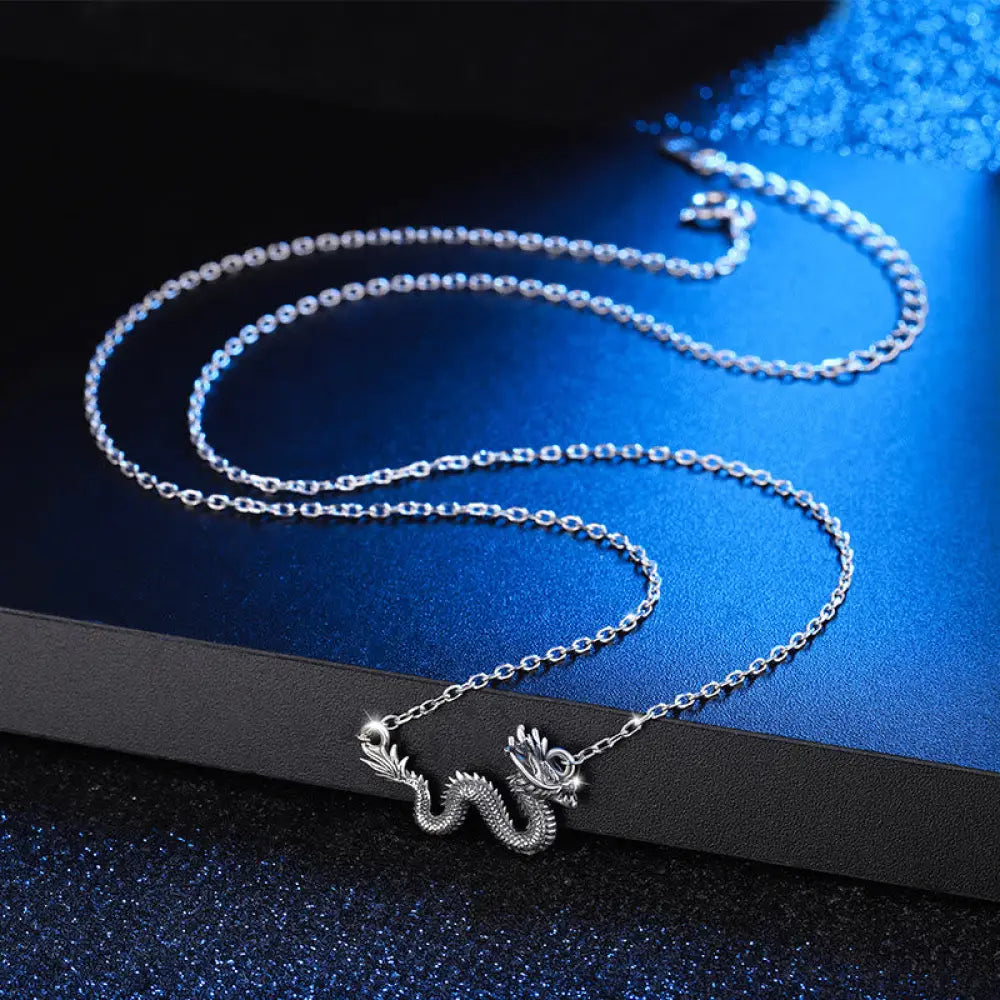 Buddha Stones 925 Sterling Silver Year Of The Dragon Auspicious Dragon Protection Chain Necklace Pendant - BWOOOH
