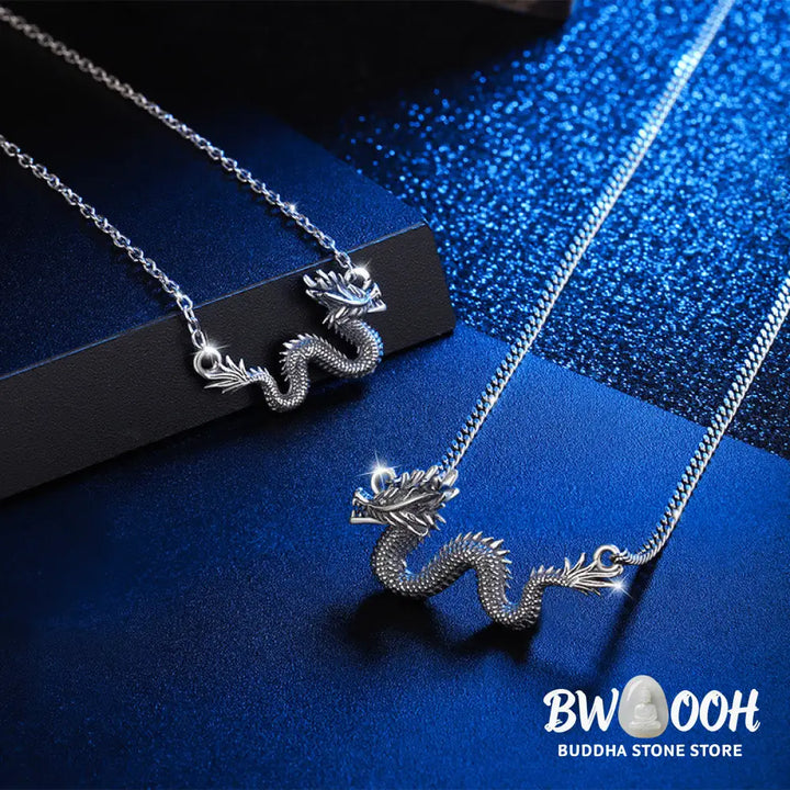 Buddha Stones 925 Sterling Silver Year Of The Dragon Auspicious Dragon Protection Chain Necklace Pendant - BWOOOH