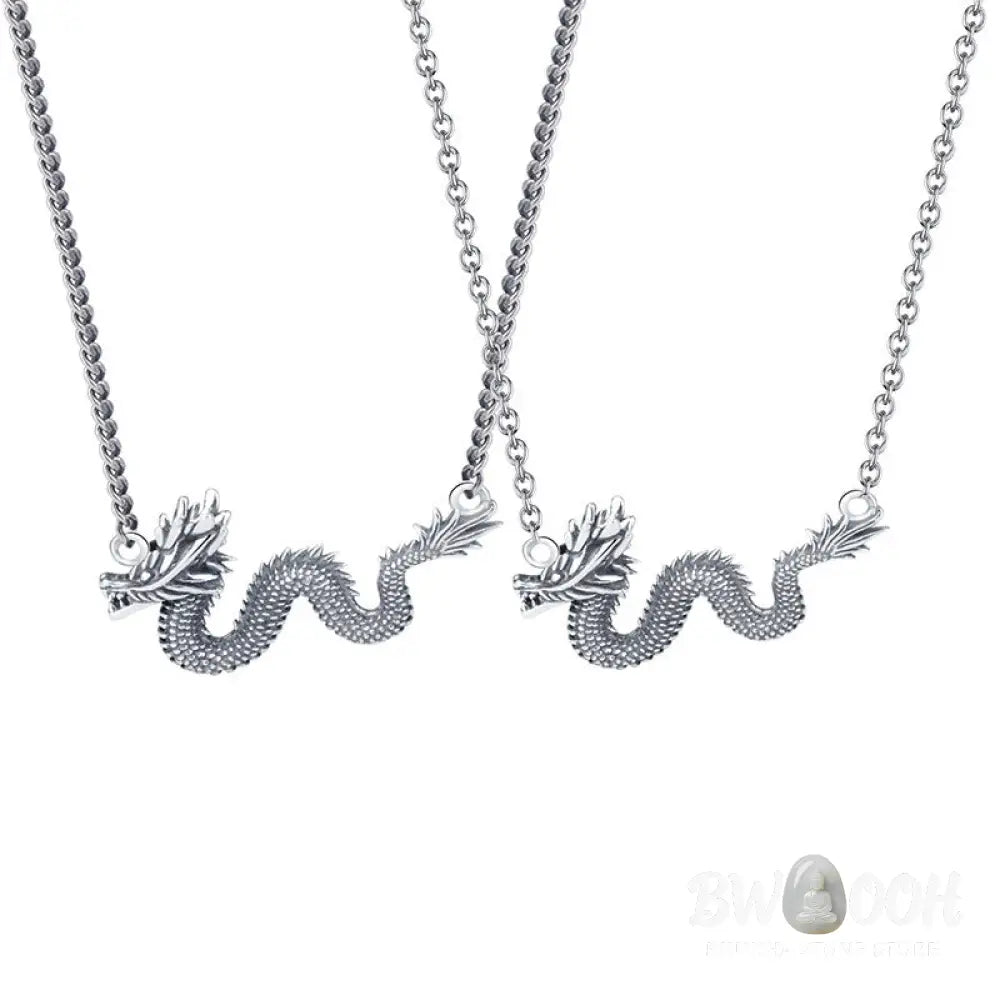 Buddha Stones 925 Sterling Silver Year Of The Dragon Auspicious Dragon Protection Chain Necklace Pendant - BWOOOH