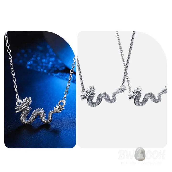 Buddha Stones 925 Sterling Silver Year Of The Dragon Auspicious Dragon Protection Chain Necklace Pendant - BWOOOH
