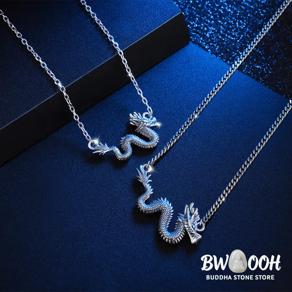 Buddha Stones 925 Sterling Silver Year Of The Dragon Auspicious Dragon Protection Chain Necklace Pendant - BWOOOH