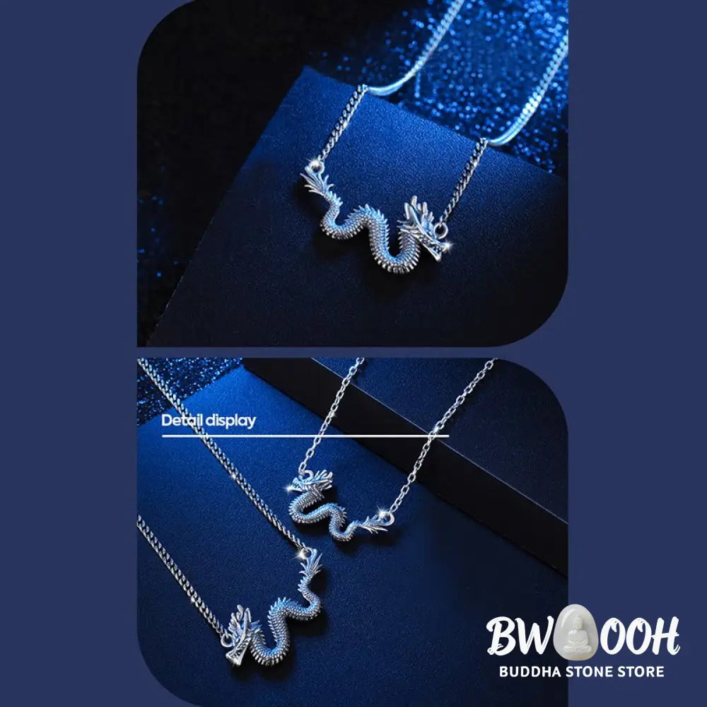 Buddha Stones 925 Sterling Silver Year Of The Dragon Auspicious Dragon Protection Chain Necklace Pendant - BWOOOH