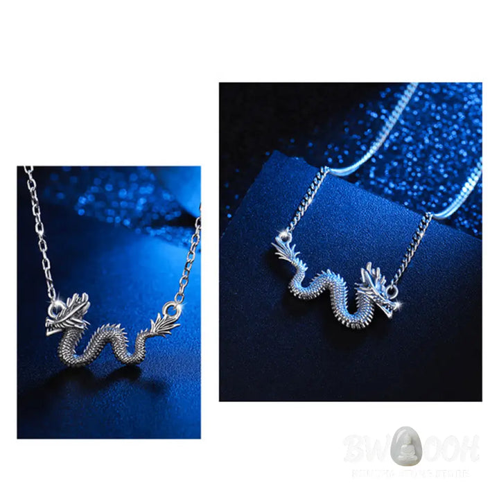Buddha Stones 925 Sterling Silver Year Of The Dragon Auspicious Dragon Protection Chain Necklace Pendant - BWOOOH