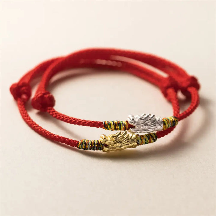 Buddha Stones 925 Sterling Silver Year of the Dragon Luck Strength Red Rope Bracelet - BWOOOH - Bracelet