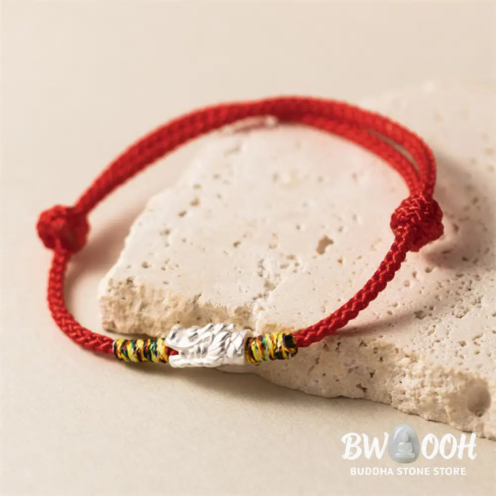 Buddha Stones 925 Sterling Silver Year of the Dragon Luck Strength Red Rope Bracelet - BWOOOH - Bracelet