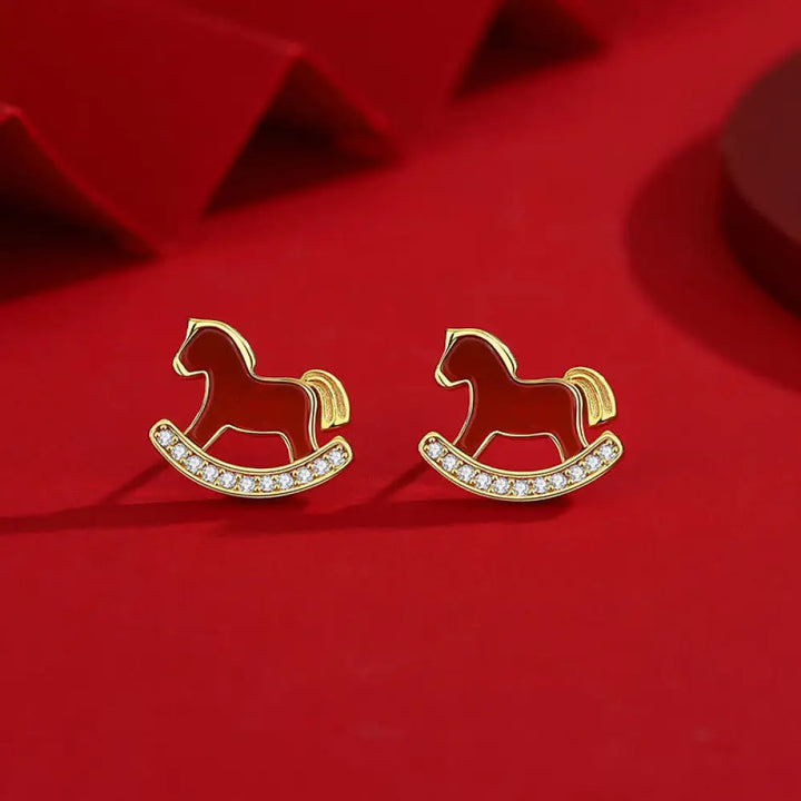 BWOOOH 925 Sterling Silver Year Of The Horse Design Red A