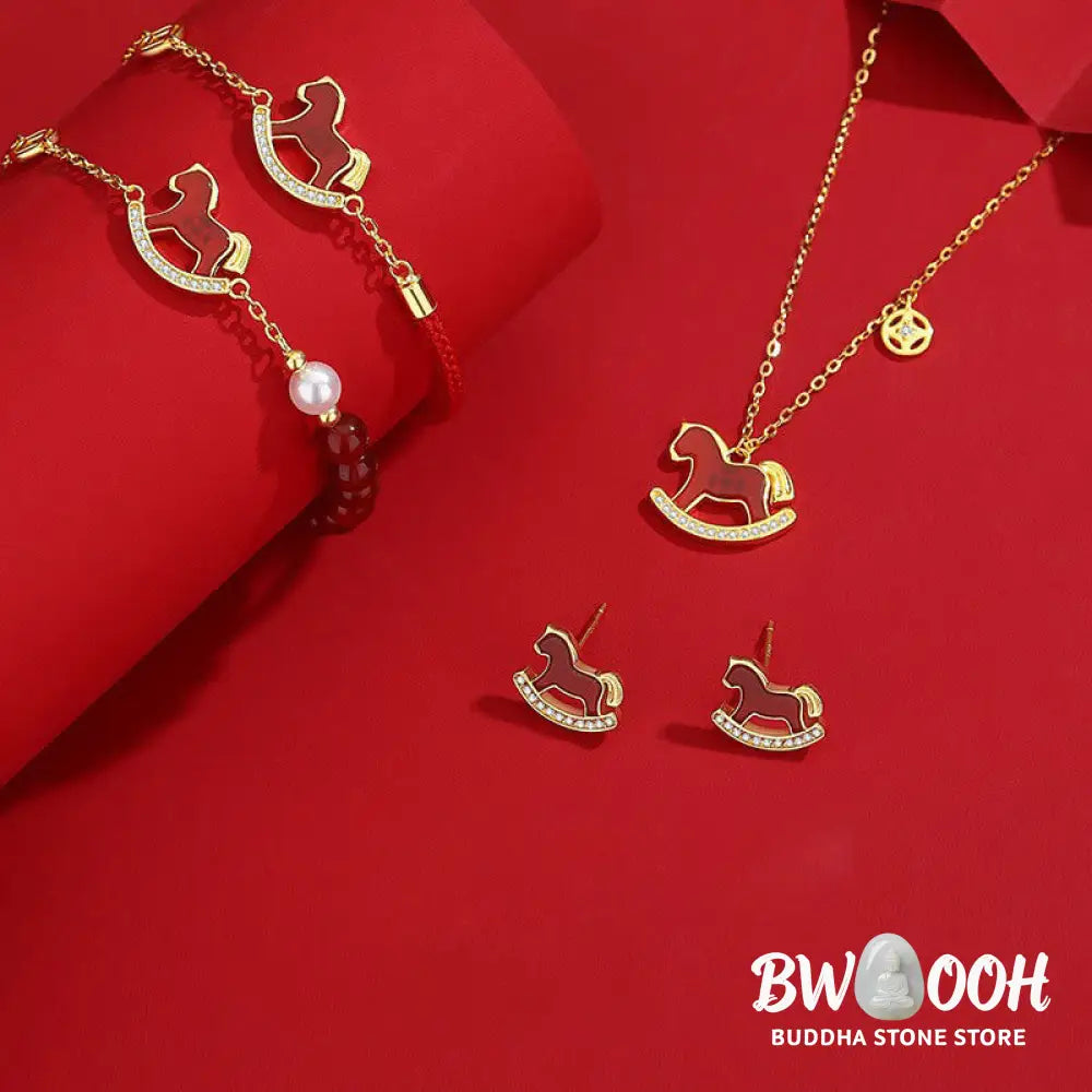 Buddha Stones 925 Sterling Silver Year Of The Horse Design Red Agate Confidence Earrings - Earrings