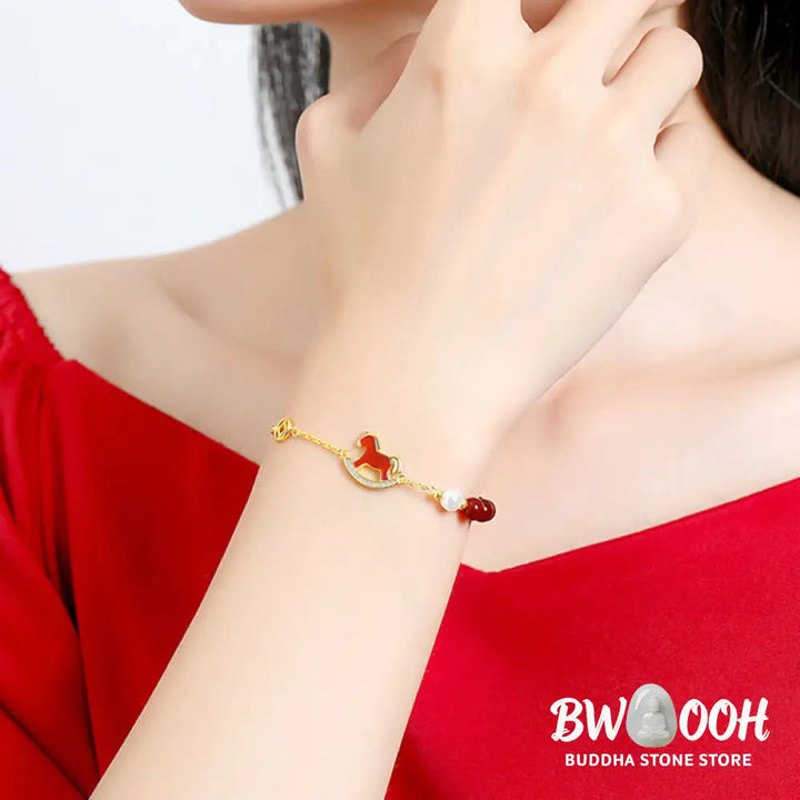 Buddha Stones 925 Sterling Silver Year Of The Horse Design Red Agate Confidence Earrings - Earrings