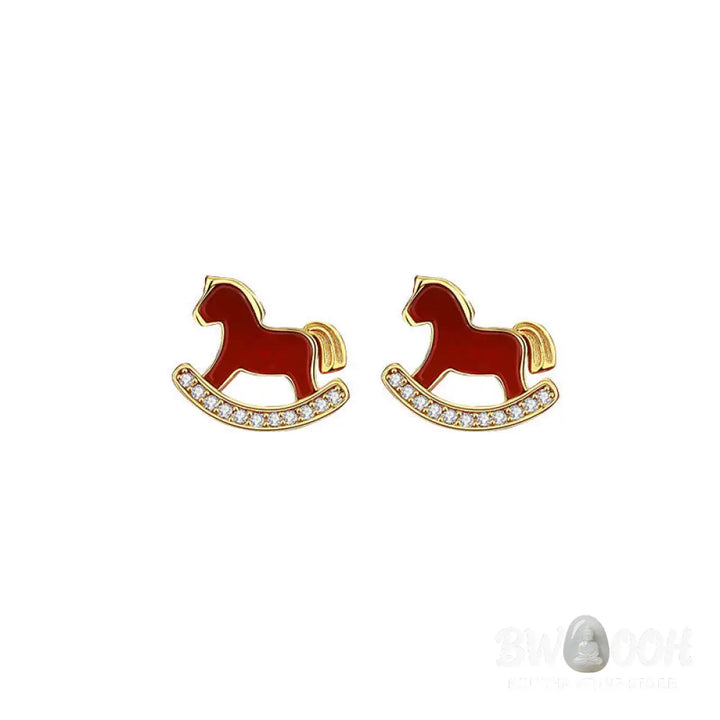 Buddha Stones 925 Sterling Silver Year Of The Horse Design Red Agate Confidence Earrings - Earrings