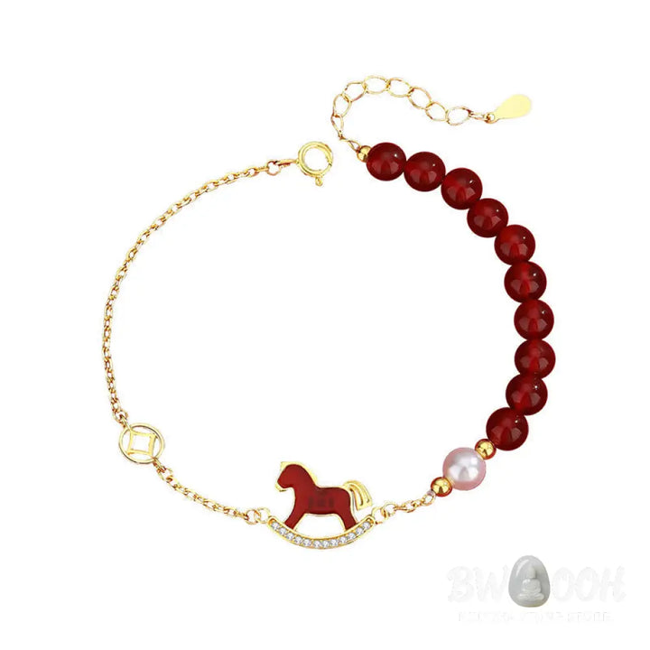 Buddha Stones 925 Sterling Silver Year Of The Horse Design Red Agate Confidence Earrings - Earrings