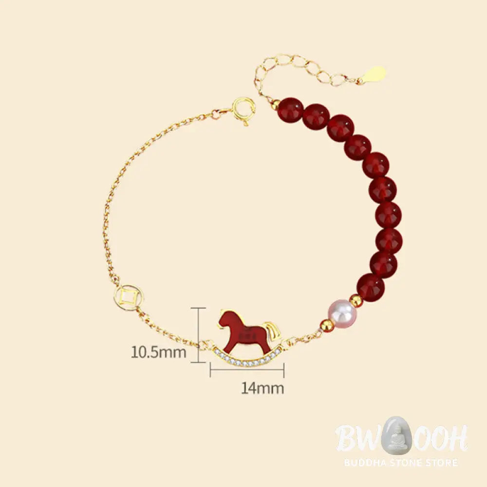Buddha Stones 925 Sterling Silver Year Of The Horse Design Red Agate Confidence Earrings - Earrings
