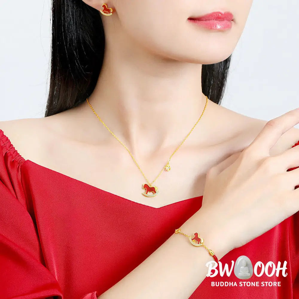 Buddha Stones 925 Sterling Silver Year Of The Horse Design Red Agate Confidence Earrings - Earrings