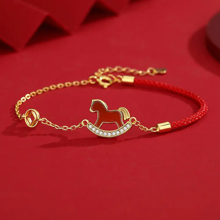 Buddha Stones 925 Sterling Silver Year Of The Horse Design Red Agate Confidence Earrings - Red String Horse Bracelet