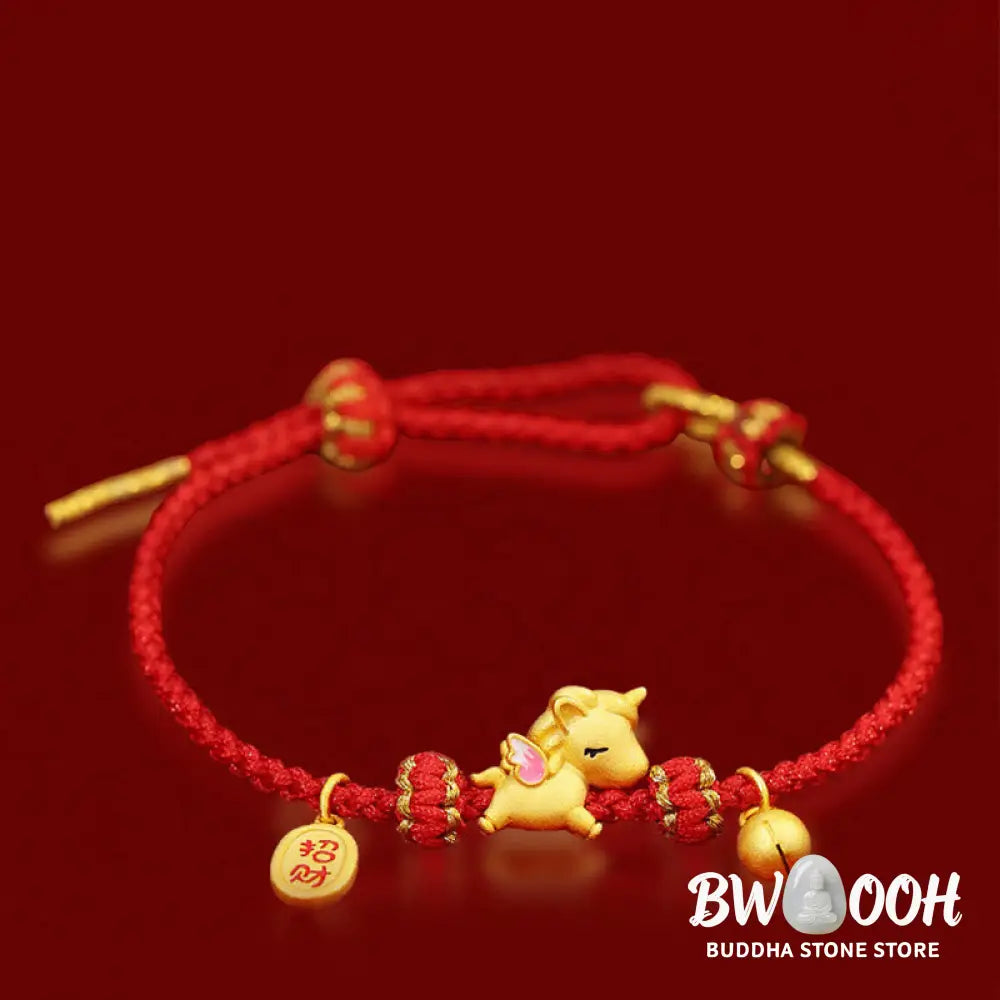 Buddha Stones 925 Sterling Silver Year Of The Horse Lucky Fortune Red String Strength Bracelet - Bracelet