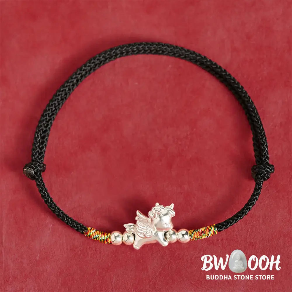 Buddha Stones 925 Sterling Silver Year Of The Horse Prosperity String Bracelet - Bracelet