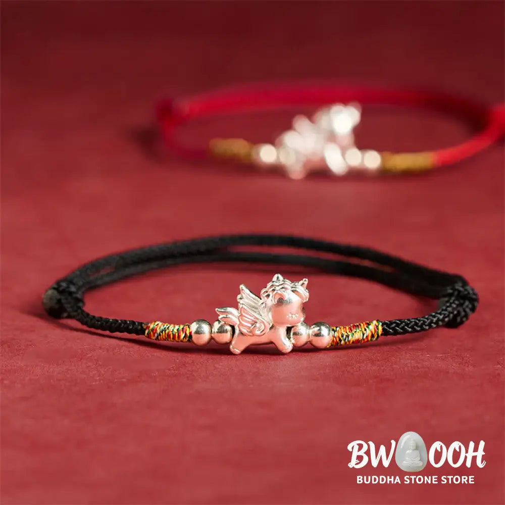 Buddha Stones 925 Sterling Silver Year Of The Horse Prosperity String Bracelet - Bracelet
