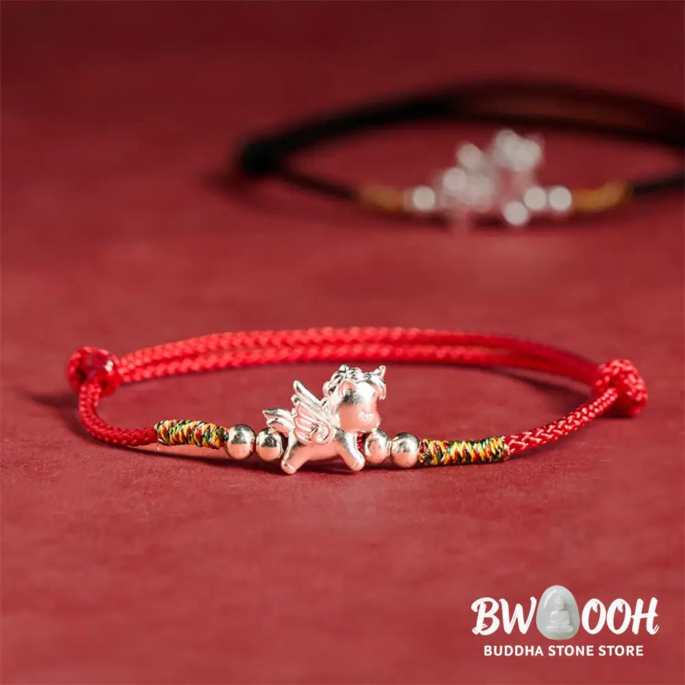 Buddha Stones 925 Sterling Silver Year Of The Horse Prosperity String Bracelet - Bracelet