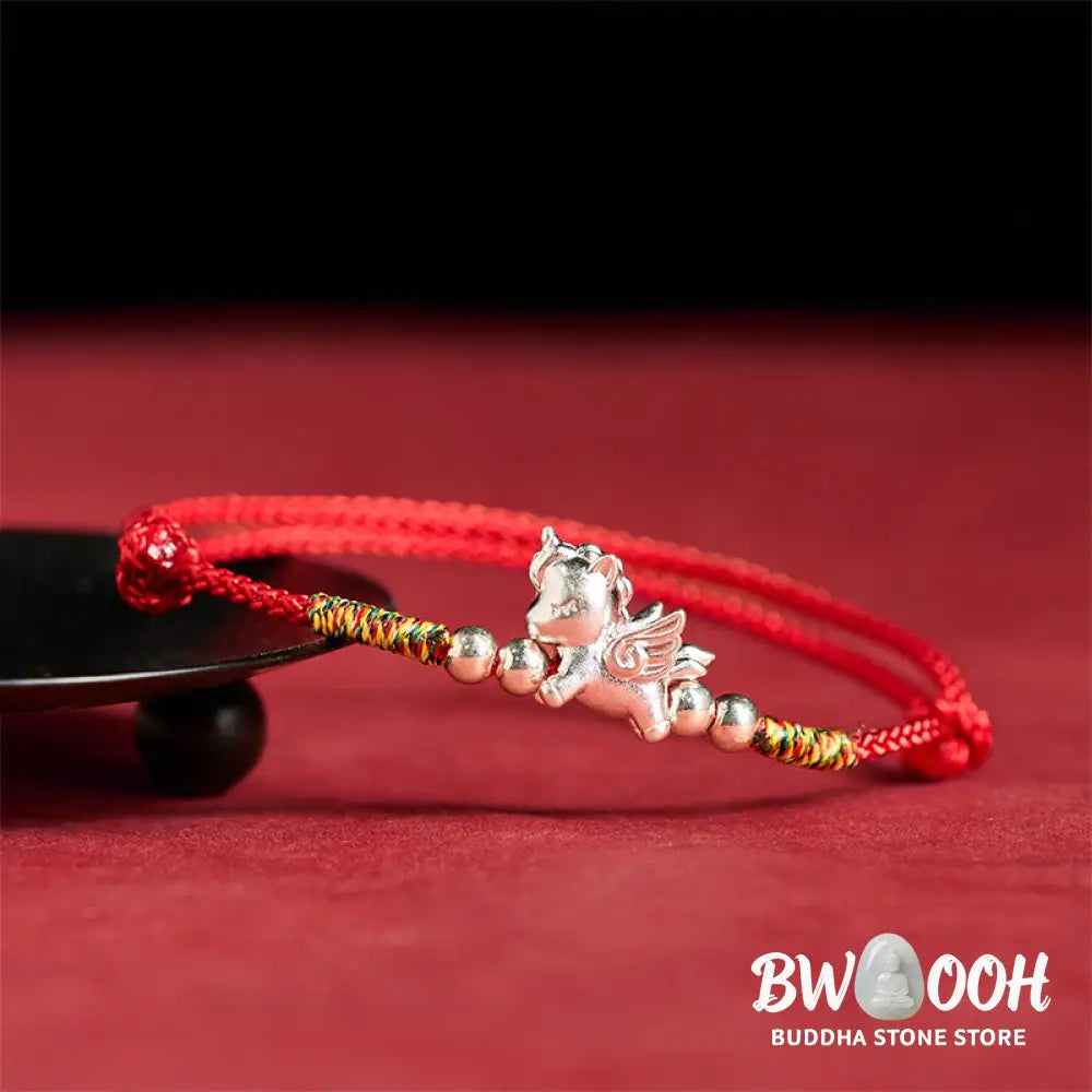 Buddha Stones 925 Sterling Silver Year Of The Horse Prosperity String Bracelet - Bracelet