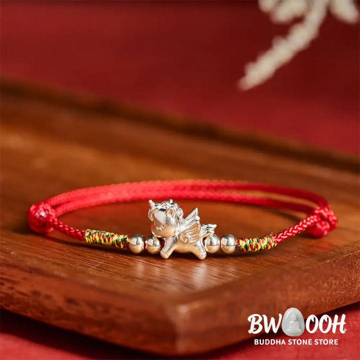 Buddha Stones 925 Sterling Silver Year Of The Horse Prosperity String Bracelet - Bracelet