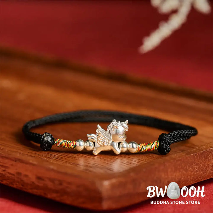 Buddha Stones 925 Sterling Silver Year Of The Horse Prosperity String Bracelet - Bracelet