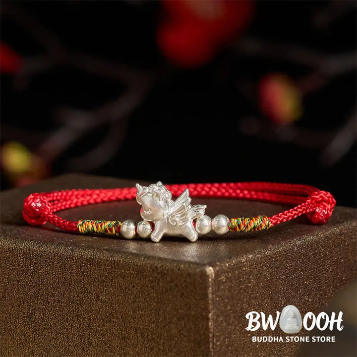 Buddha Stones 925 Sterling Silver Year Of The Horse Prosperity String Bracelet - Bracelet