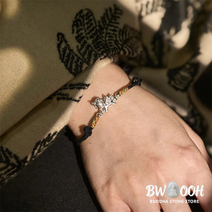 Buddha Stones 925 Sterling Silver Year Of The Horse Prosperity String Bracelet - Bracelet