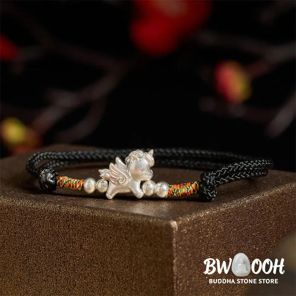 Buddha Stones 925 Sterling Silver Year Of The Horse Prosperity String Bracelet - Bracelet