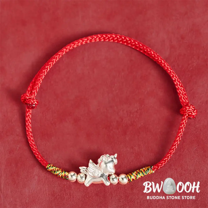 Buddha Stones 925 Sterling Silver Year Of The Horse Prosperity String Bracelet - Bracelet