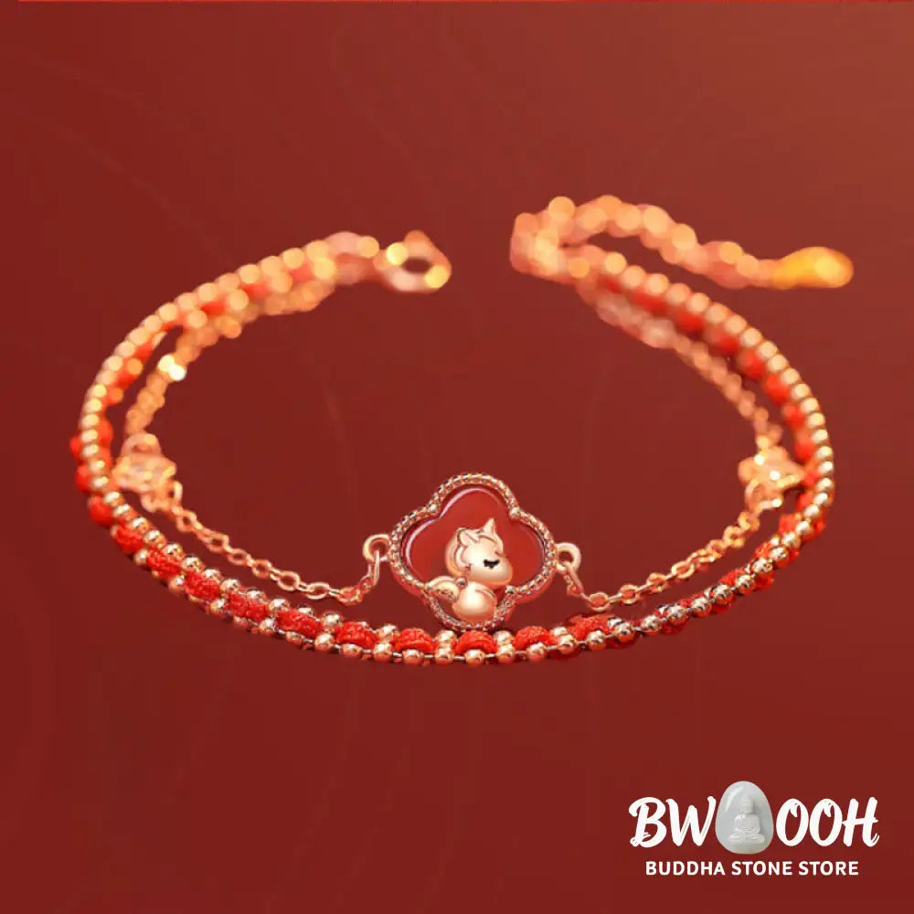 Buddha Stones 925 Sterling Silver Year Of The Horse Red Agate Hetian Jade Confidence Bracelet - Bracelet