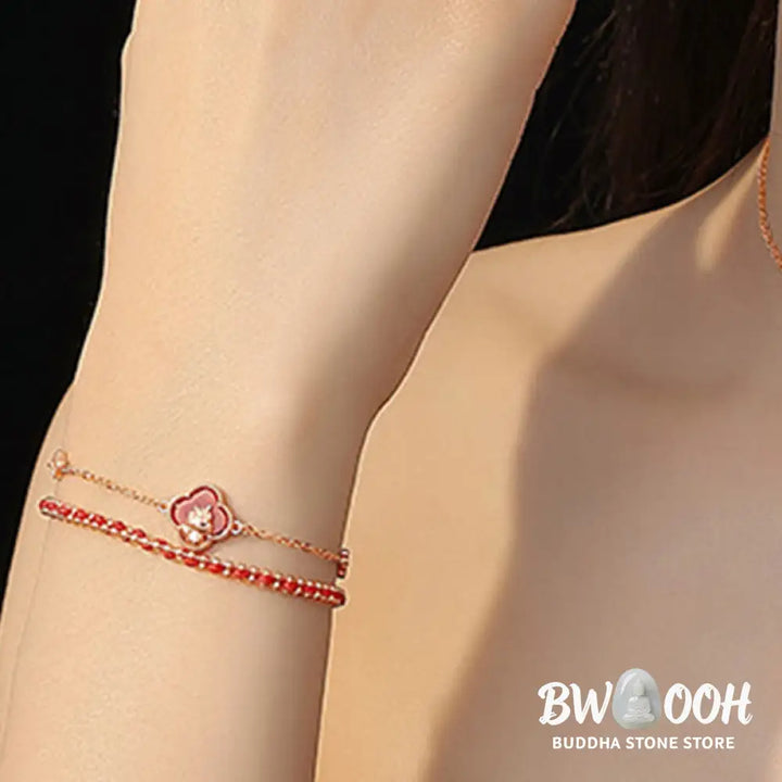 Buddha Stones 925 Sterling Silver Year Of The Horse Red Agate Hetian Jade Confidence Bracelet - Bracelet