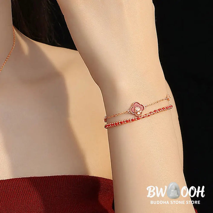 Buddha Stones 925 Sterling Silver Year Of The Horse Red Agate Hetian Jade Confidence Bracelet - Bracelet