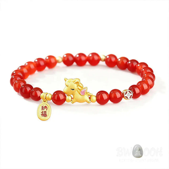 Buddha Stones 925 Sterling Silver Year Of The Horse Red Agate Lucky Fortune Confidence Bracelet - Red Agate(Wrist