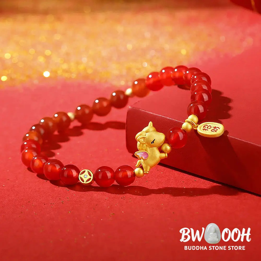 Buddha Stones 925 Sterling Silver Year Of The Horse Red Agate Lucky Fortune Confidence Bracelet - Red Agate(Wrist