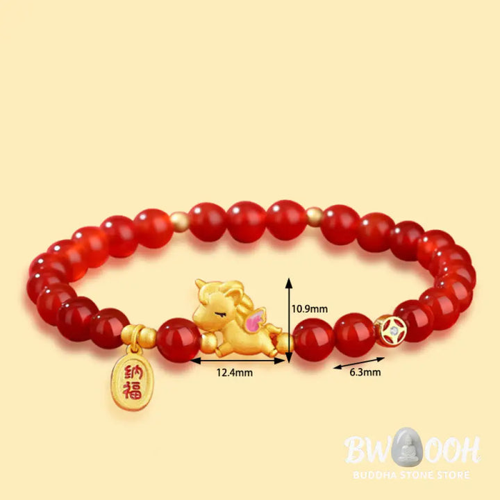 Buddha Stones 925 Sterling Silver Year Of The Horse Red Agate Lucky Fortune Confidence Bracelet - Red Agate(Wrist