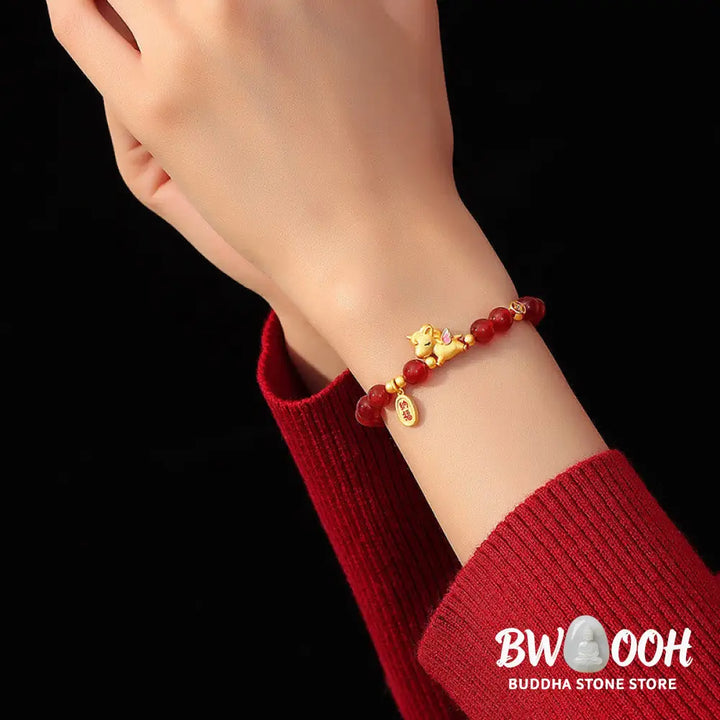 Buddha Stones 925 Sterling Silver Year Of The Horse Red Agate Lucky Fortune Confidence Bracelet - Red Agate(Wrist