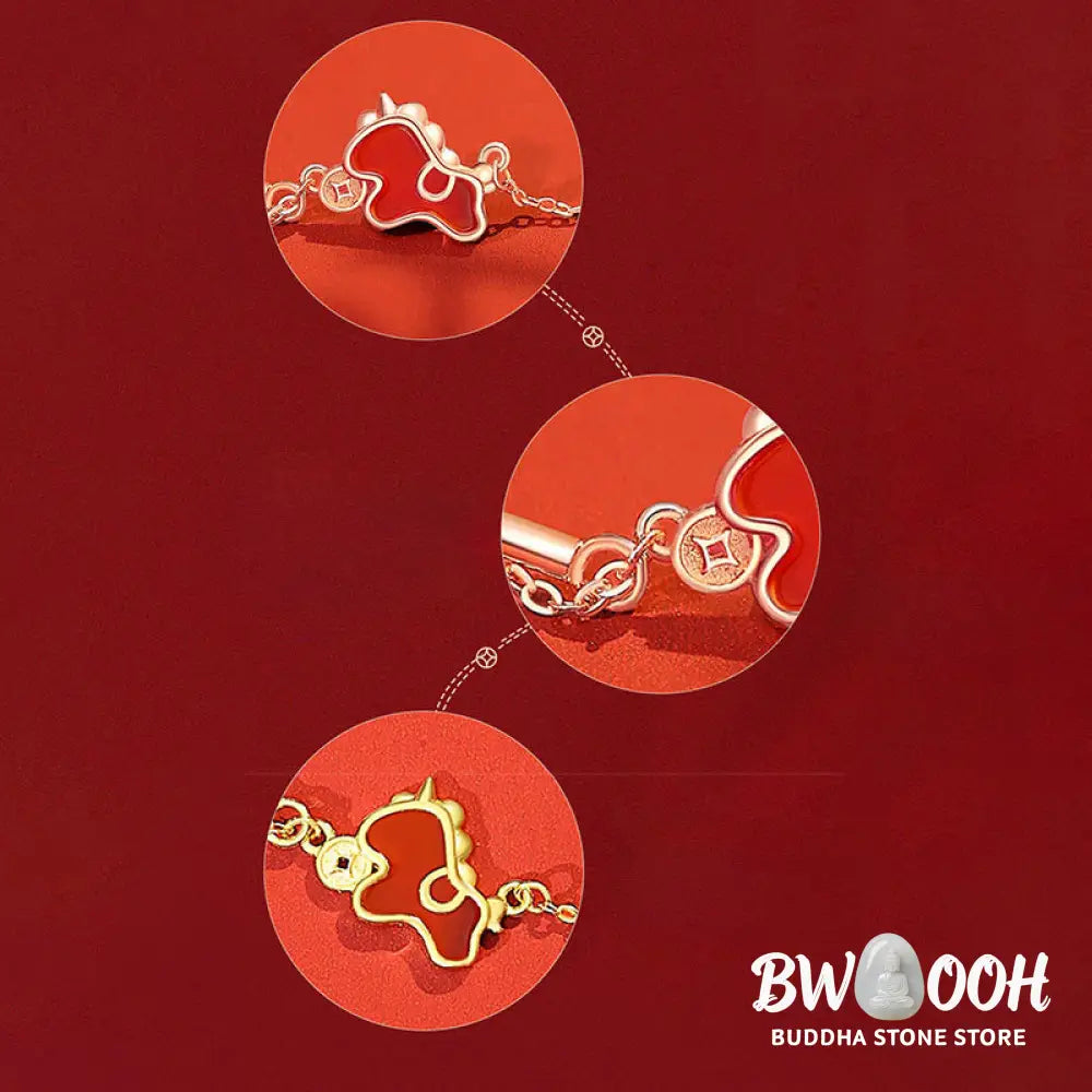 Buddha Stones 925 Sterling Silver Year Of The Horse Red String Red Agate Coin Charm Luck Bracelet - Bracelet