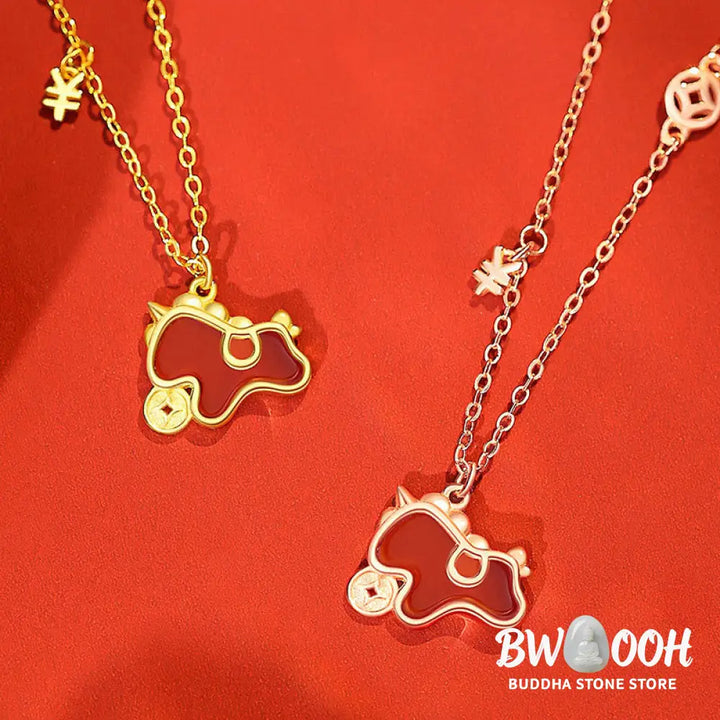 Buddha Stones 925 Sterling Silver Year Of The Horse Red String Red Agate Coin Charm Luck Bracelet - Bracelet