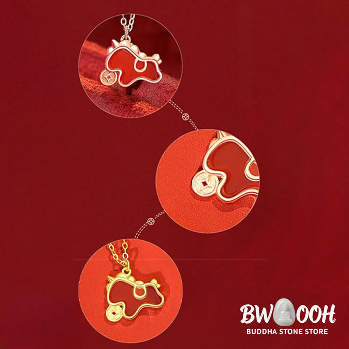Buddha Stones 925 Sterling Silver Year Of The Horse Red String Red Agate Coin Charm Luck Bracelet - Bracelet