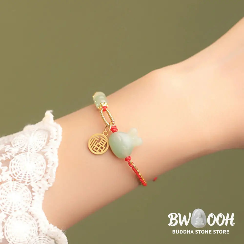 Buddha Stones 925 Sterling Silver Year of the Rabbit Hetian Jade Happiness Luck Red String Bracelet - BWOOOH - Hetian