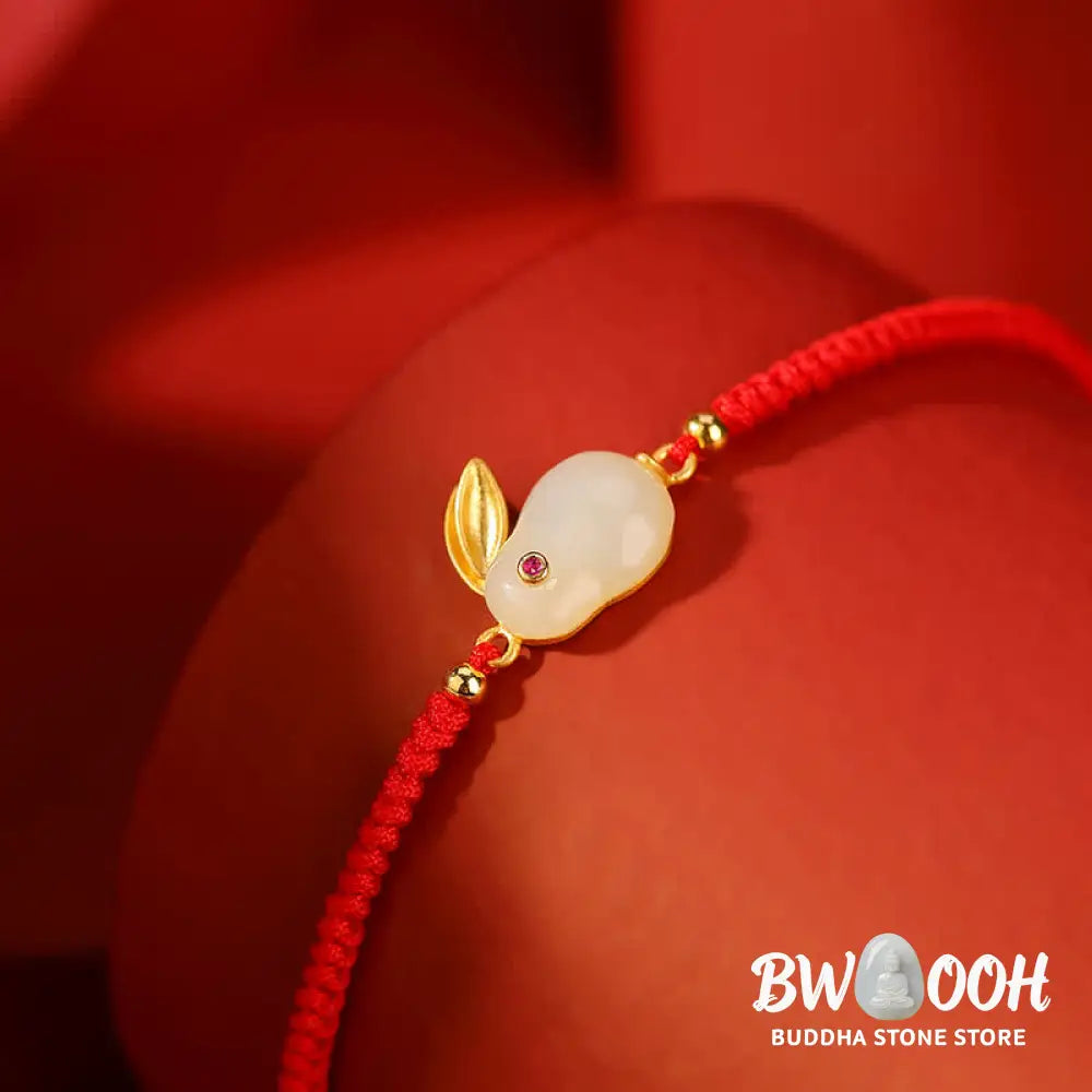 Buddha Stones 925 Sterling Silver Year of the Rabbit Hetian White Jade Luck Red String Protection Bracelet - BWOOOH