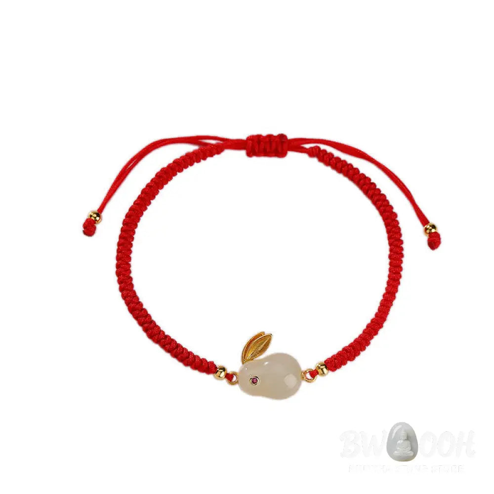 Buddha Stones 925 Sterling Silver Year of the Rabbit Hetian White Jade Luck Red String Protection Bracelet - BWOOOH