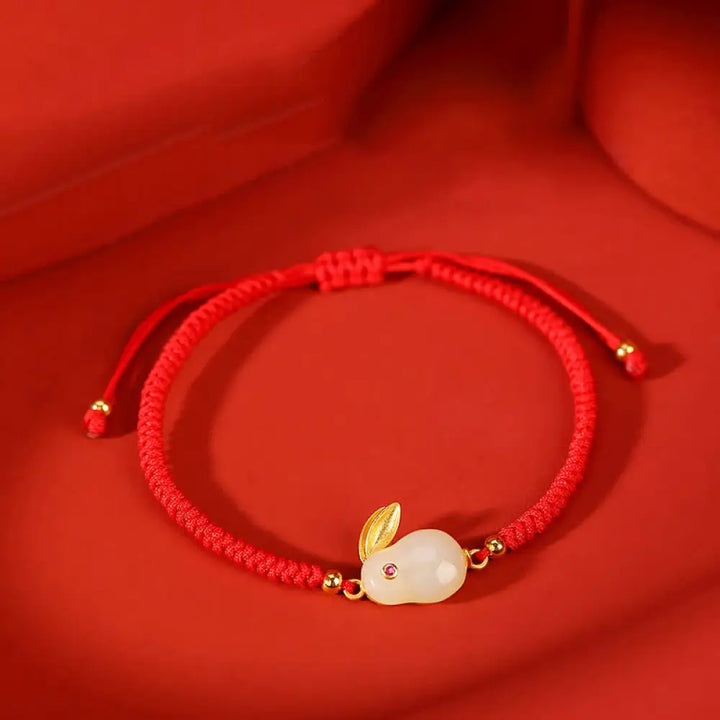 Buddha Stones 925 Sterling Silver Year of the Rabbit Hetian White Jade Luck Red String Protection Bracelet - BWOOOH