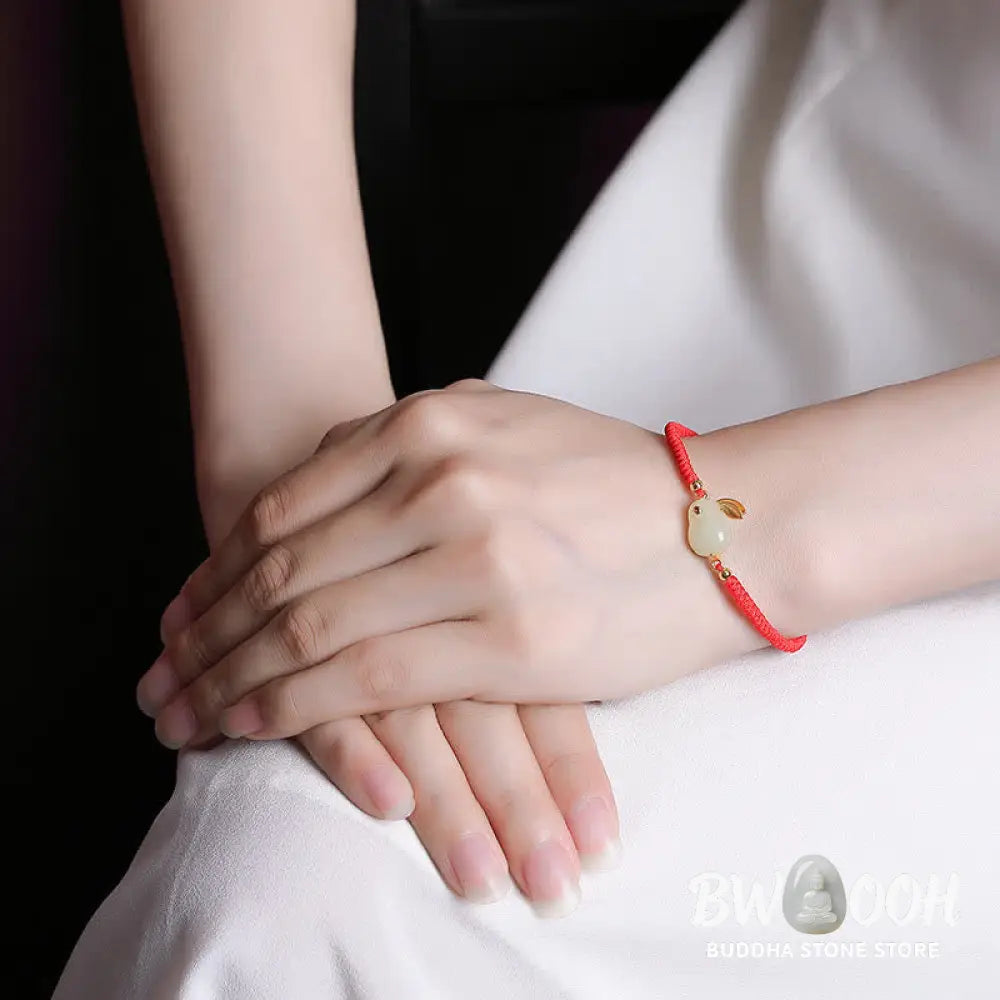 Buddha Stones 925 Sterling Silver Year of the Rabbit Hetian White Jade Luck Red String Protection Bracelet - BWOOOH