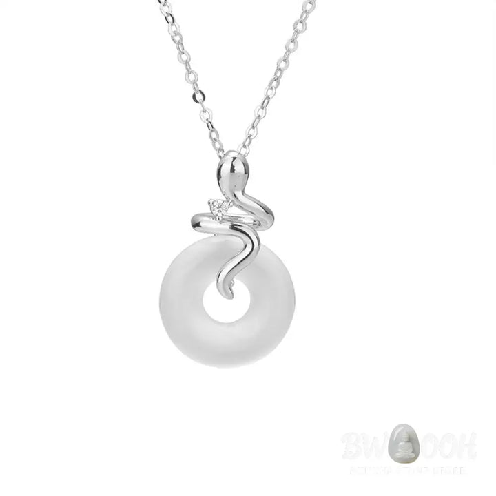 Buddha Stones 925 Sterling Silver Year Of The Snake Chalcedony Peace Buckle Positive Necklace Pendant - BWOOOH